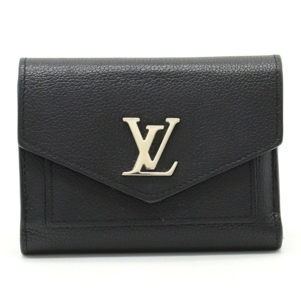 LOUIS VUITTON Portefeuille My Lockme Compact Tri fold Wallet Leather Noir Black